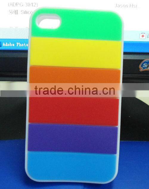Colorful Bilayer Silicone Rainbow Case for iPhone 5