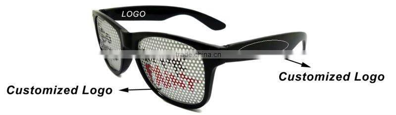2014 Hot Sell Trendy Sunglasses With Custom Logo Pinhole Printing On Pinhole Sticker Lens Trendy Sunglasses (BSP2836)