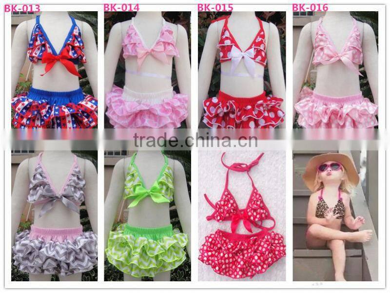 Satin leopard children girls swimwear hot selling satin two piece bikini set for girls