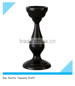 2015 high quality handmade black wooden candle holder for home decoration