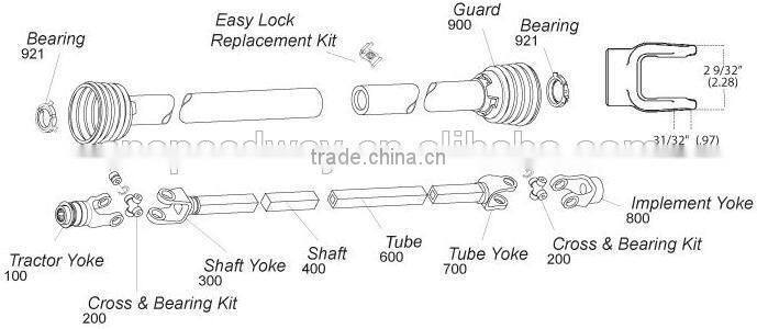 Agriculture machinery pto shaft with shear bolt torque limiter