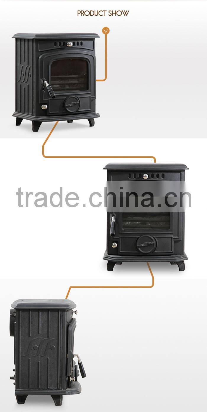 Multi fuel cast iron wood burning fireplace/wood stove to improve home temperature