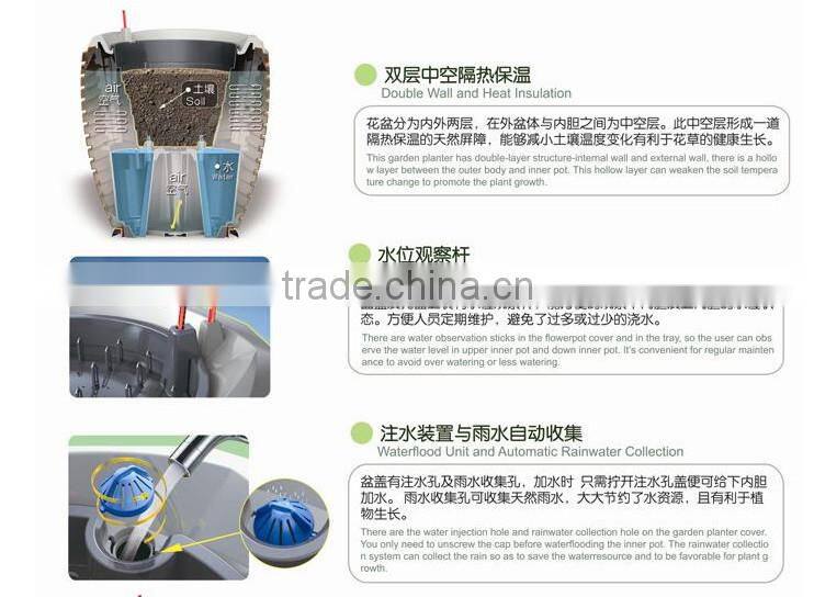 C-04A Large storage self-watering double wall and heat insulation garden flower pot