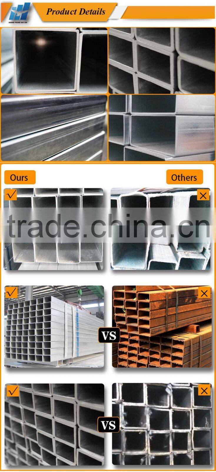 40*40*1.3 wholesale steel gi rectangular galvanized square steel pipe