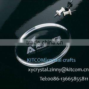 crystal paperweight custom engraved company logo