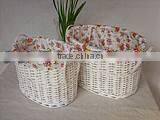 White miniture willow storage hamper with fabric