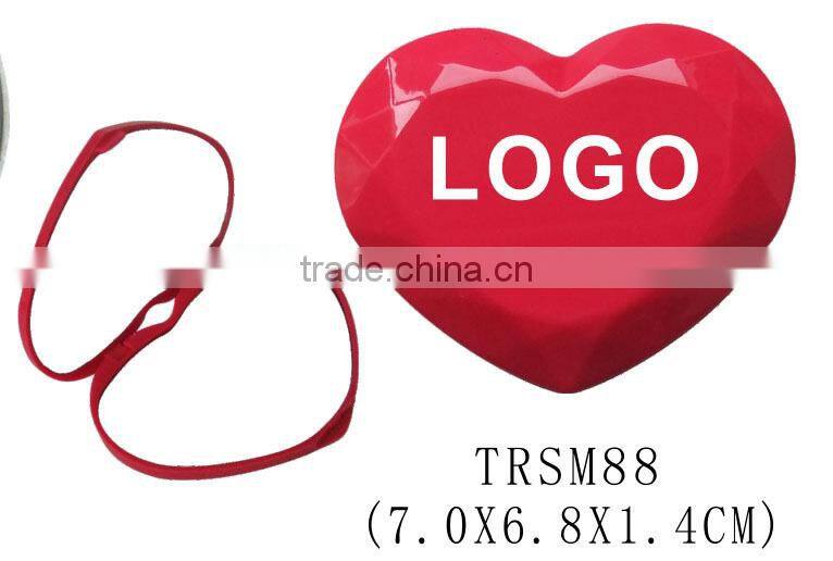 Heart shape custom logo plastic folding makeup pocket mirror