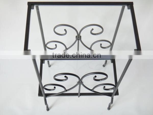 Decorative Living room Scrolled metal and coffee Glass Table