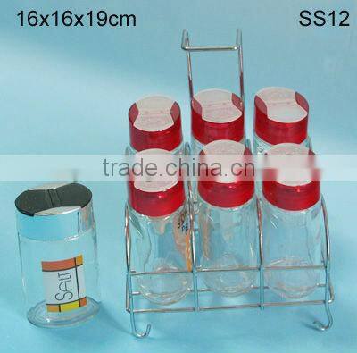 upmarket glass spice jar set with butterfly plastic hole lids