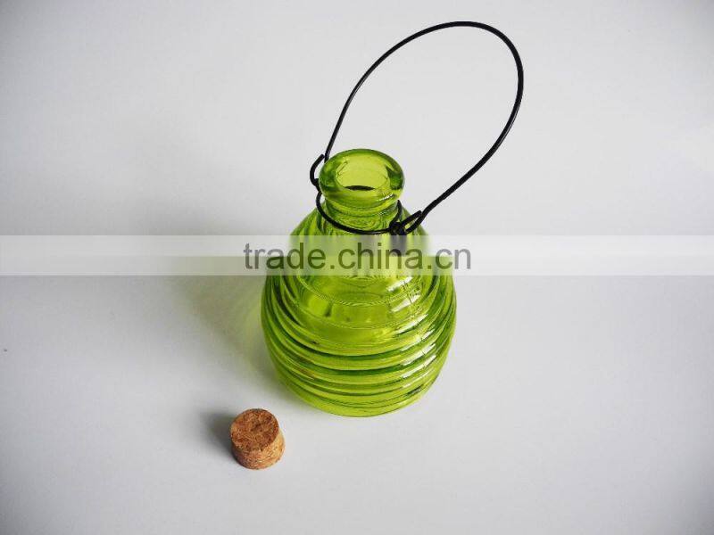 Colored glass bee catcher with handle