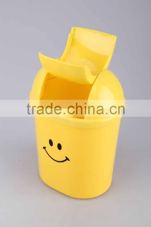 Printed Smiling Face Plastic Trash Can Household Garbage Can/Desktop bin