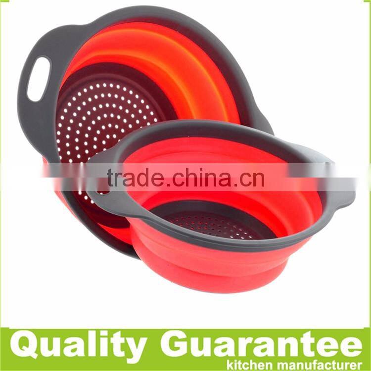 Customized color silicone colander collapsible plastic silicone strainer