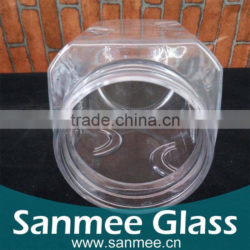 Manufacture Embossed Glass Jar Square Glass Jar With Lid