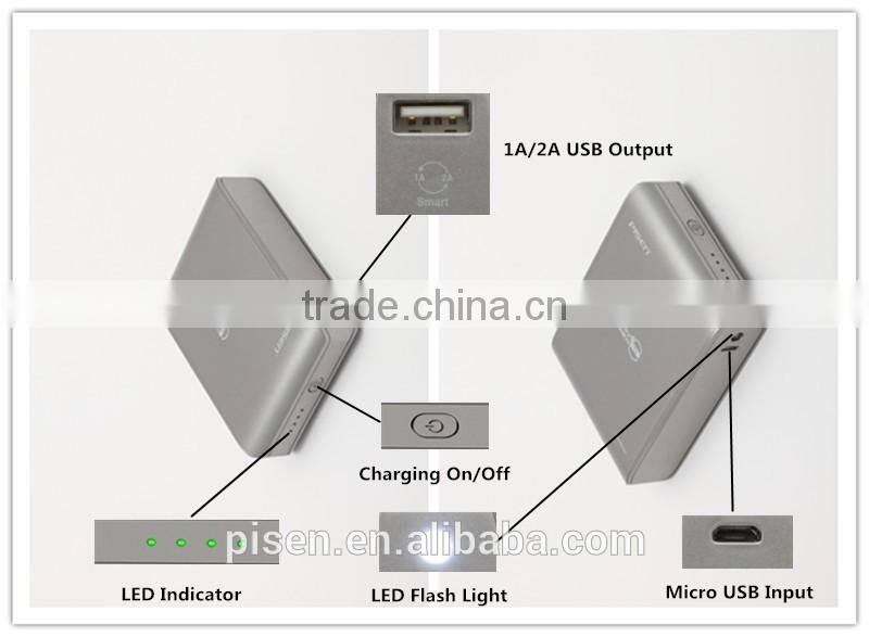 Universal Smart LED Torch Light External Battery PISEN Mobile Power Bank 10000mAh Portable Charger