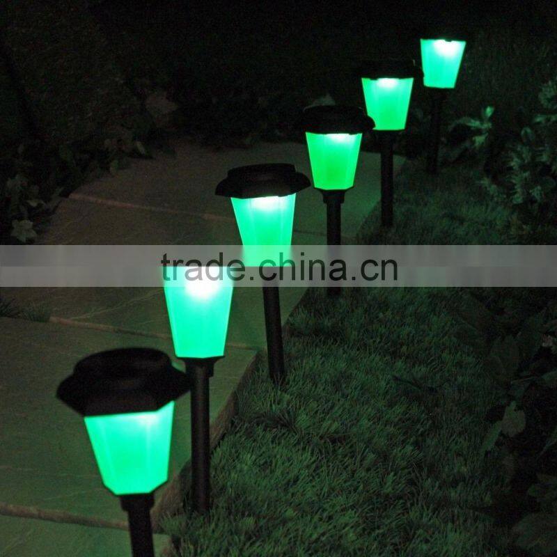 Solar Power LED Light 3-Color Changing Garden Outdoor Landscape Stake Path Lamp