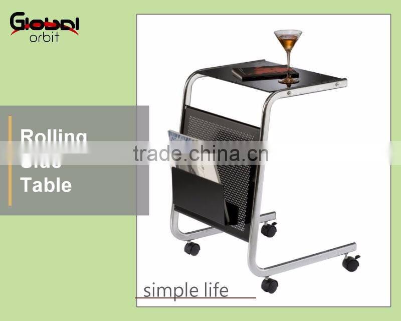 Furniture Rolling Bedside Mobile Wooden Laptop Reading Table With Wheels