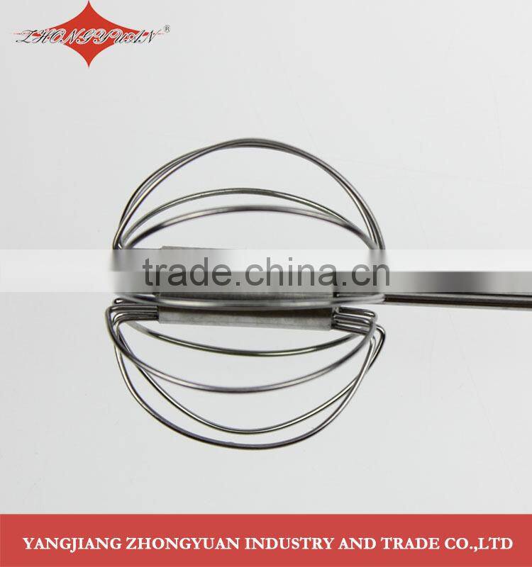 Durable Kitchen Utensil Cooking Egg Tools Stainless Steel Hand Push Egg Beater Whisk Blender 10-inch