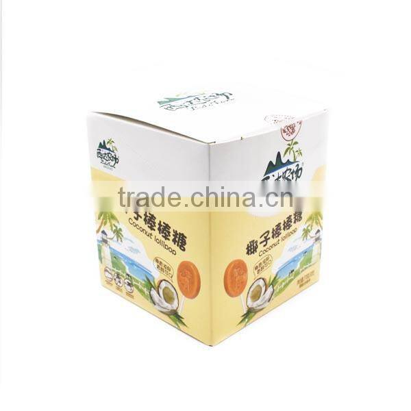 Brown Sweet OEM Printing Hard Coconut Flavor Lollipop Candy