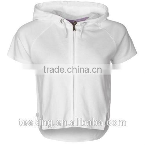 Summer short sleeves zip up women crop top