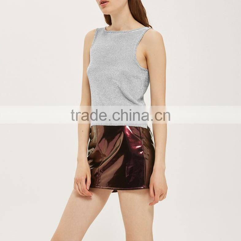 New Arrival Ribbing Hem Custom Design V-Back Knitted Top Tank Tops ln Bulk