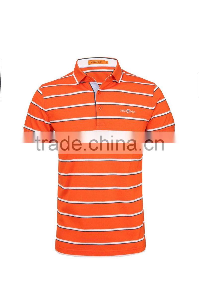 Men 100%cotton vertical striped men's polo shirt