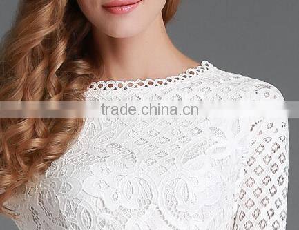 2016 Spring Women Lace Hollow Out Long Dresses Bohemian Femme Sexy Slim Party Dress Vestido