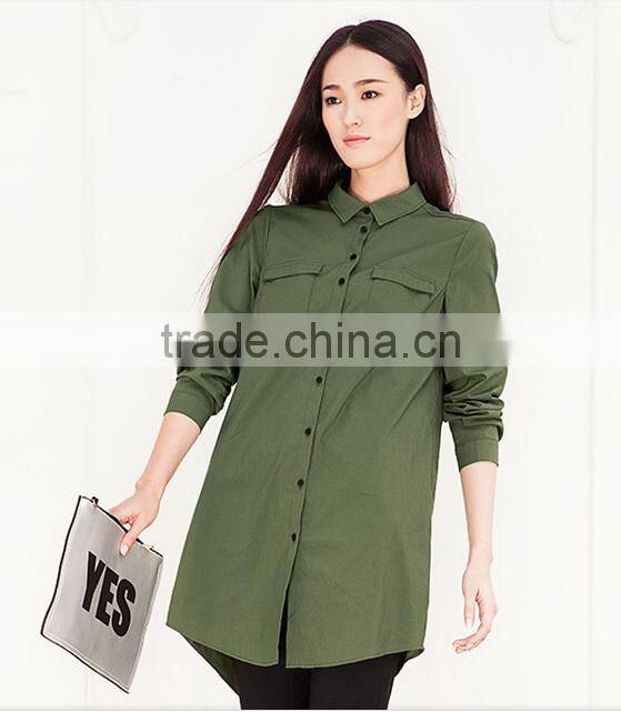 New design cotton long women shirt WMS011