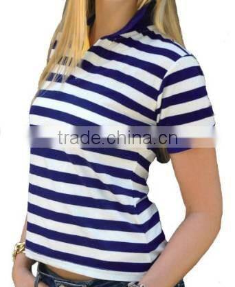 stripe women's polo hot sale blue white stripe polo shirt