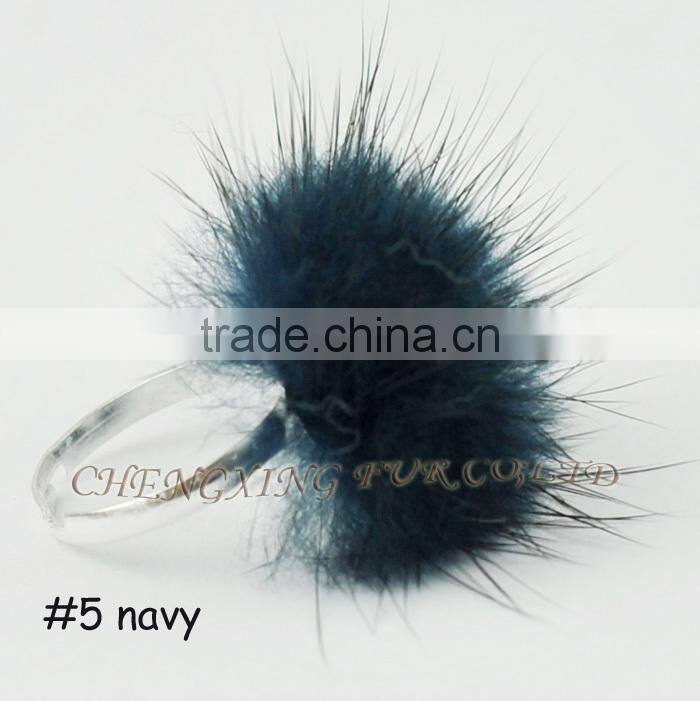 CX-A-27 Genuine Mink Fur Ball Finger Ring