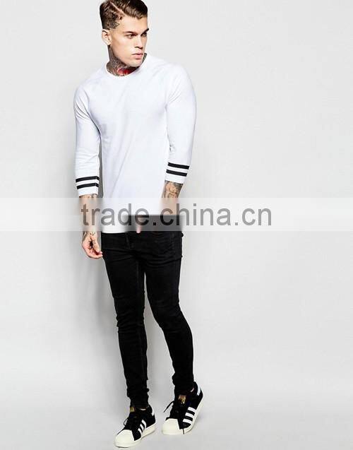 New customize summer white varsity sleeve 3/4 sleeve muscle t-shirt men