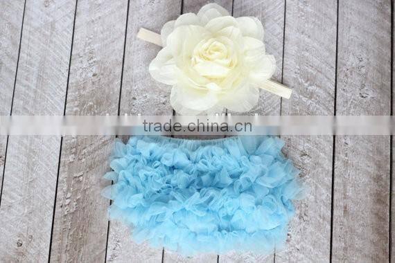 Little girl bloomer dress pink chiffon fabric with ribbon bowknot wholesale baby product