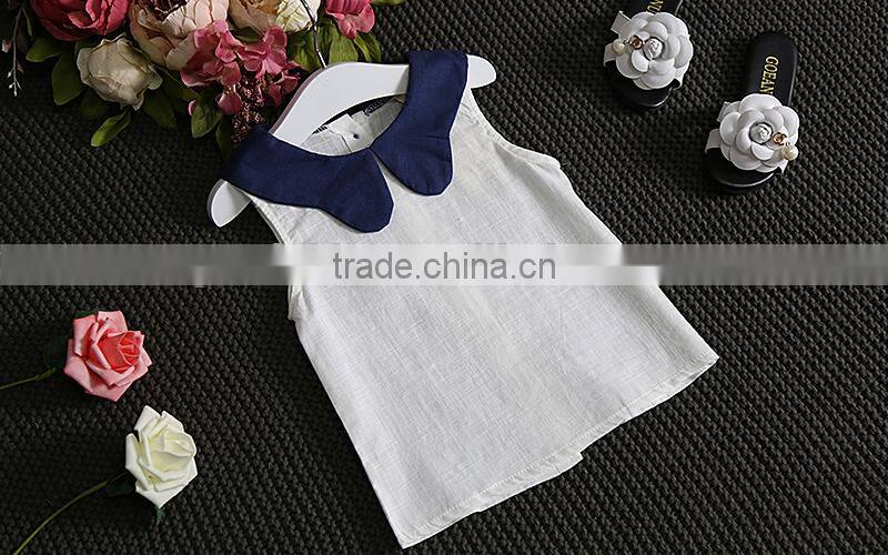 Wholesale Children Cotton and Linen Set Cute Girl Sleeveless Doll Shirt Shorts Two Piece
