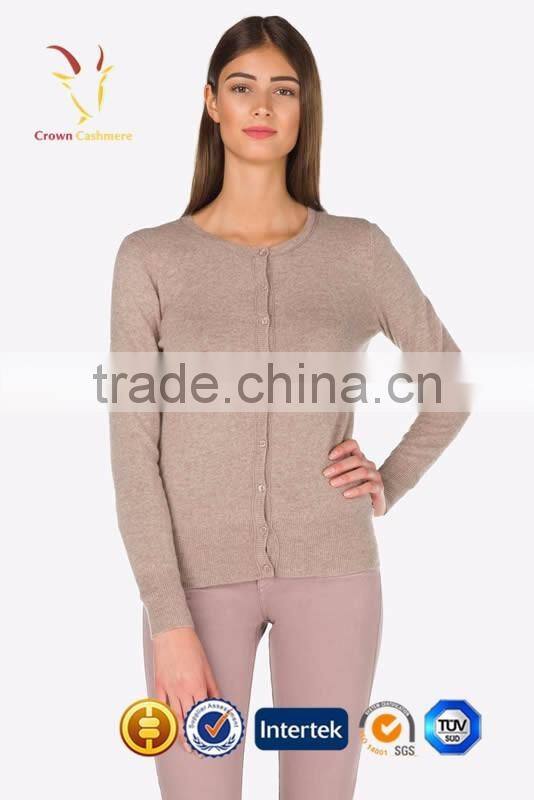 European Private Label Cardigan Pure Cashmere Wool Sweater for Ladies