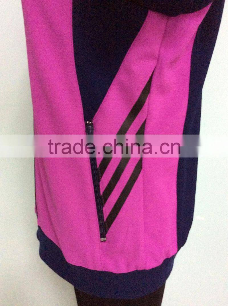 Fashion custom fantastic matching color women contracted long sleeve sportswears made in china