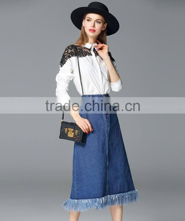 Superior Quality Soft long blue jean skirts for women