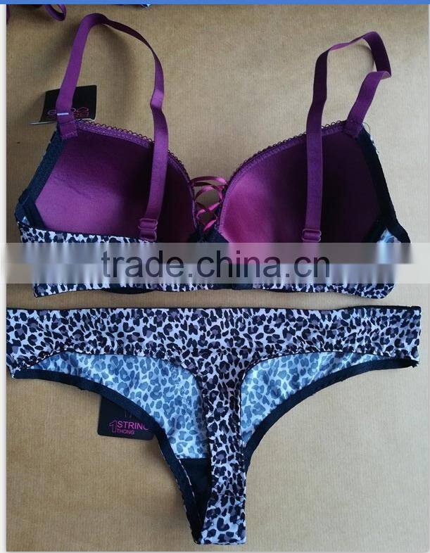 Top selling sexy underwear fancy women black bra thong set