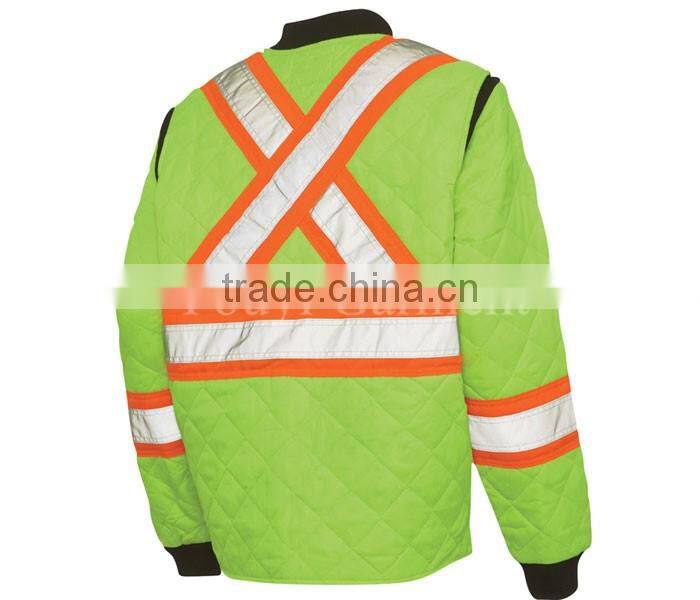 orange hi-vis taped bomber workwear jacket