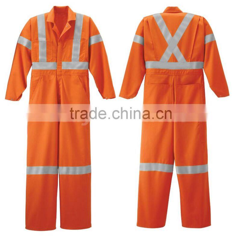 high visibility safety coveralls with 3M reflective tape