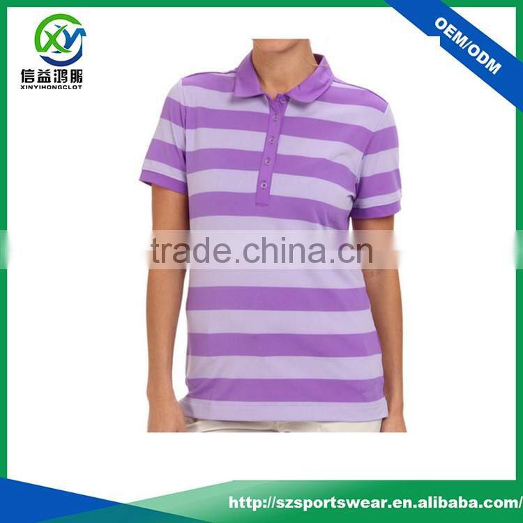 Full sublimated printing stripes design womens performance golf polo shirts