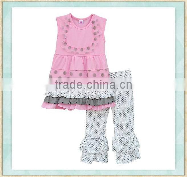 African bazin pink sleeveless three ruffle top wave dots pant imported clothes made in turkey