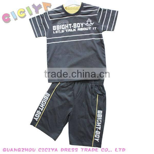 Make to order child boys 100%cotton knitting printing 2 pcs suit summer design