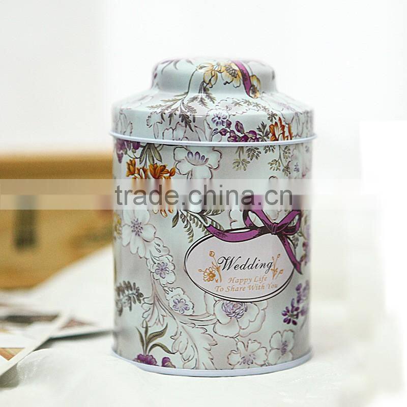 2017 factory custom printed round tea tin box