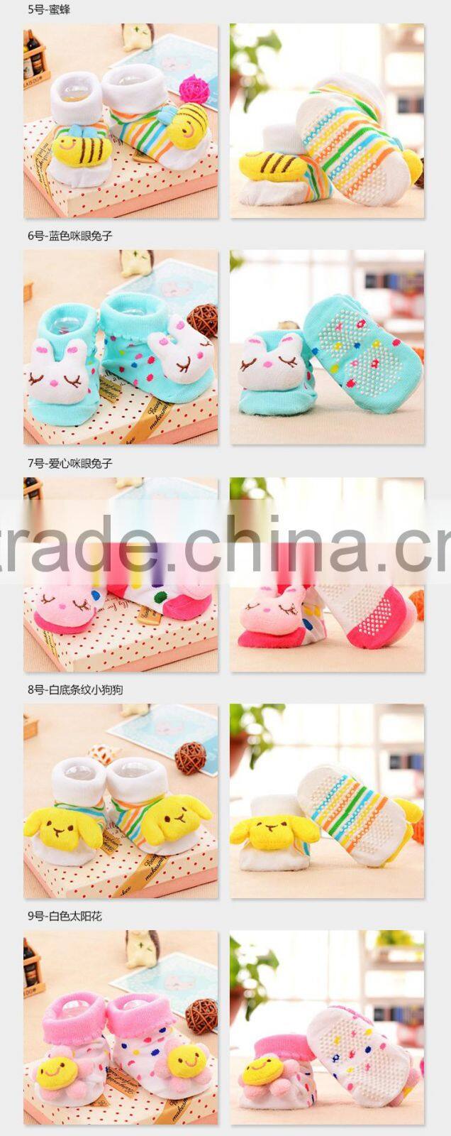 Wholesale cute cartoon baby anti-slip socks newborn baby three dimensional doll cotton tube socks