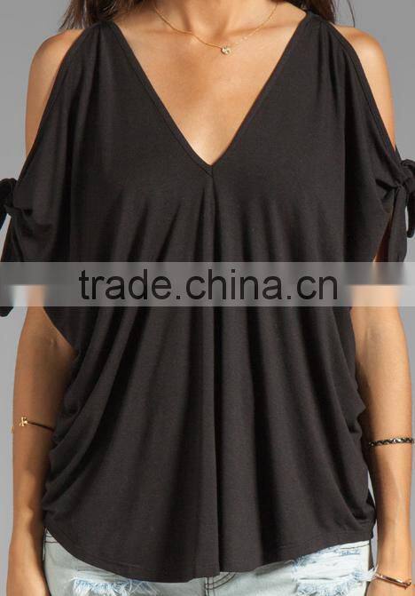 95% viscose 5% spandex arm tie top