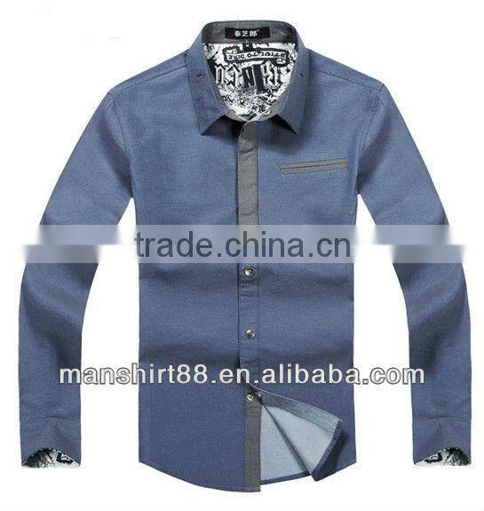 2016 European American Slim fit style 100%Cotton Denim dress Shirt for men