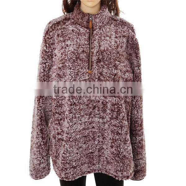 Wholesale Womens 1/4 Zip Frosted Fleece Pullover