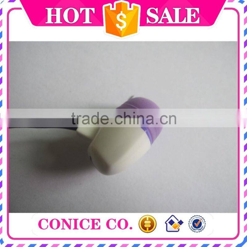 new arrival purple silicone plastic speaker flat cable wired magic sound stereo in-ear earbuds earphone with mic