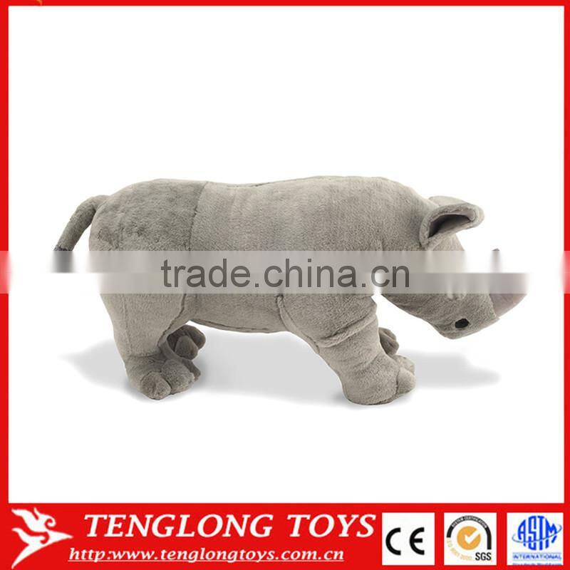 Wholesale stuffed lifelike animal plush gray giant rhinoceros toys for children