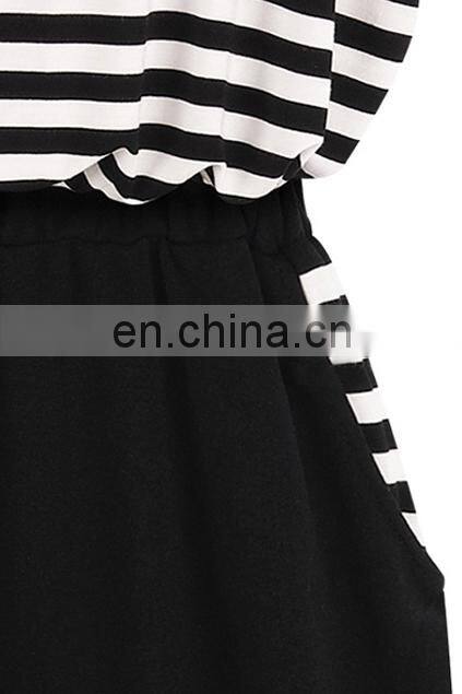 CHEFON Batwing Sleeves Striped Panel Loose casual dresses for women