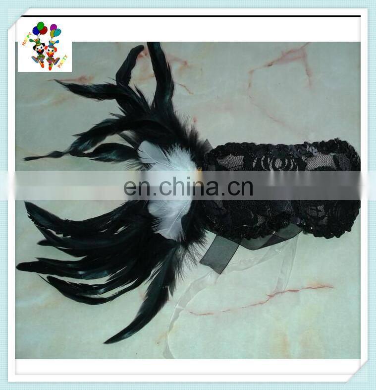 Sexy Venetian Masquerade Ball Black Feather Lace Masks HPC-0478